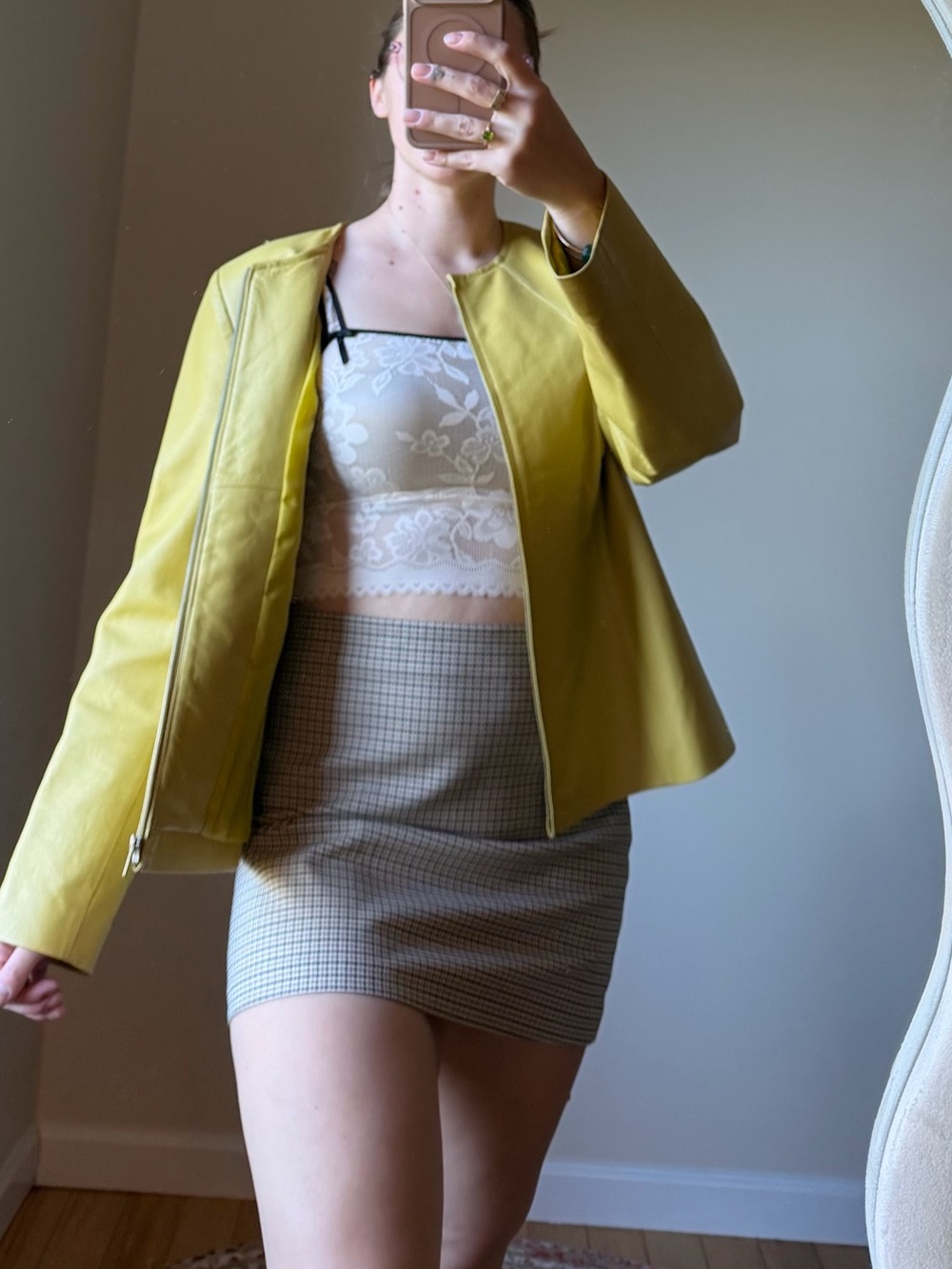 Key Lime Green Genuine Leather Women’s Zip-Front Jacket